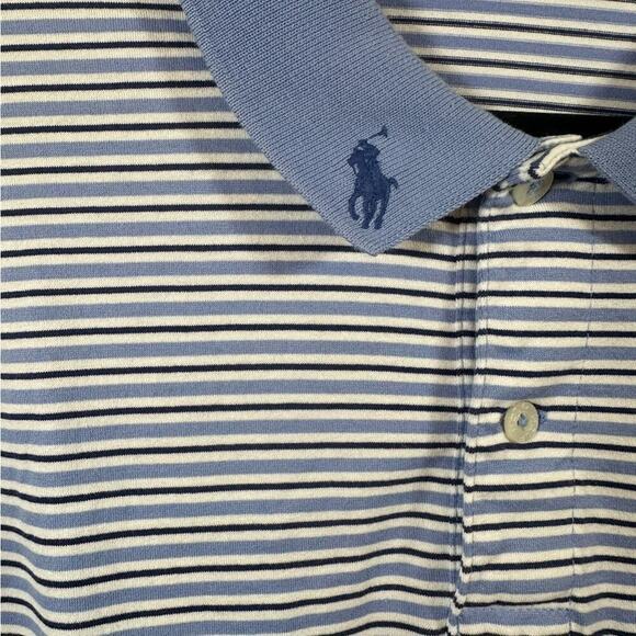 Polo Golf Blue and‎ White Shirt with Pony on the collar 100%  Prima Cotton - Picture 2 of 4